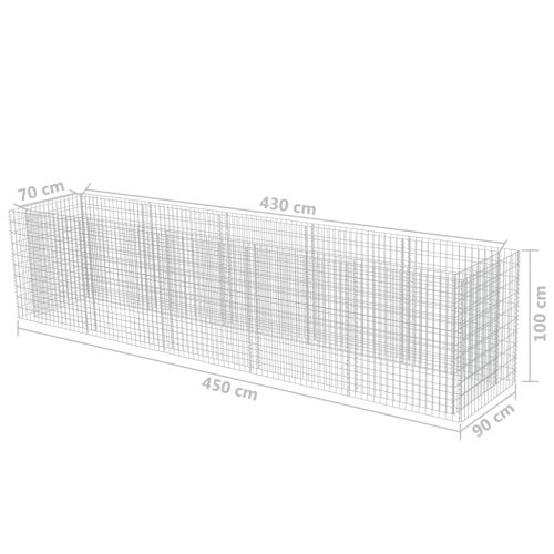 Gabion Raised Bed Galvanised Steel – 450x90x100 cm