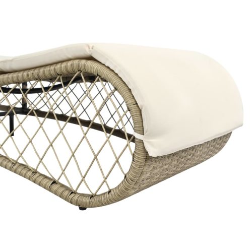 Sun Lounger with Cushion Poly Rattan Grey