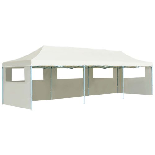 Folding Pop-up Party Tent with 5 Sidewalls 3×9 m – Cream