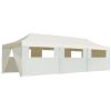 Folding Pop-up Party Tent with 8 Sidewalls 3×9 m – Cream