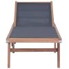 Folding Sun Lounger with Wheels Solid Teak and Textilene