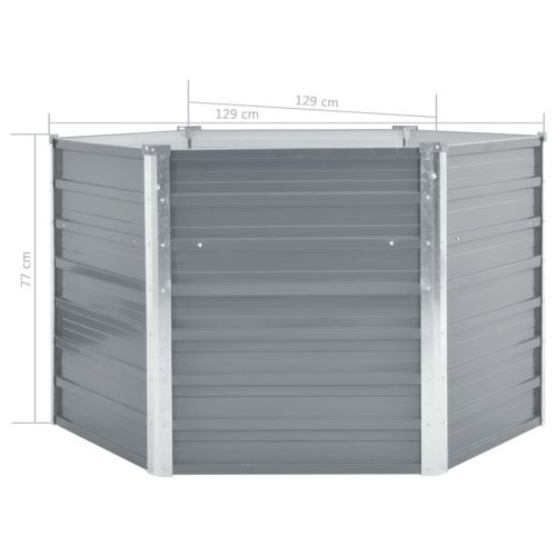 Garden Raised Bed Galvanised Steel 129x129x77 cm – Grey