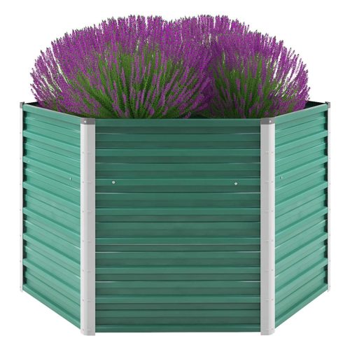 Garden Raised Bed Galvanised Steel 129x129x77 cm – Green