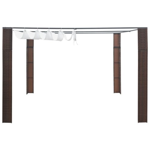 Gazebo with Roof Poly Rattan – 300x300x200 cm, Brown and Cream