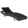 Sun Lounger with Pillow Poly Rattan – Brown and Black