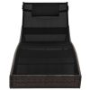 Sun Lounger with Pillow Poly Rattan – Brown and Black
