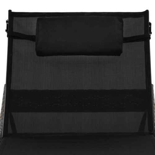 Sun Lounger with Pillow Poly Rattan – Brown and Black