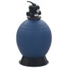 Pool Sand Filter with 6 Position Valve Blue – 560 mm