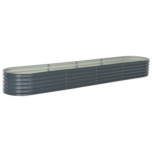 Garden Raised Bed Galvanised Steel – 400x80x44 cm, Grey