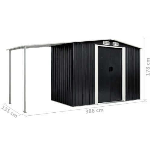 Garden Shed with Sliding Doors Steel – 386x131x178 cm, Anthracite