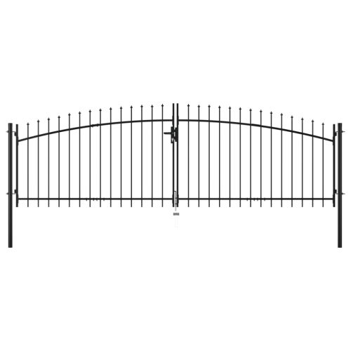 Double Door Fence Gate with Spear Top 400×150 cm