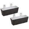 Balcony Trapezoid Rattan Planter 2 pcs – 50 cm, Black