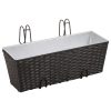 Balcony Trapezoid Rattan Planter 2 pcs – 50 cm, Black