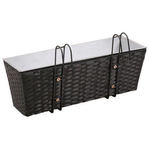 Balcony Trapezoid Rattan Planter 2 pcs – 50 cm, Black