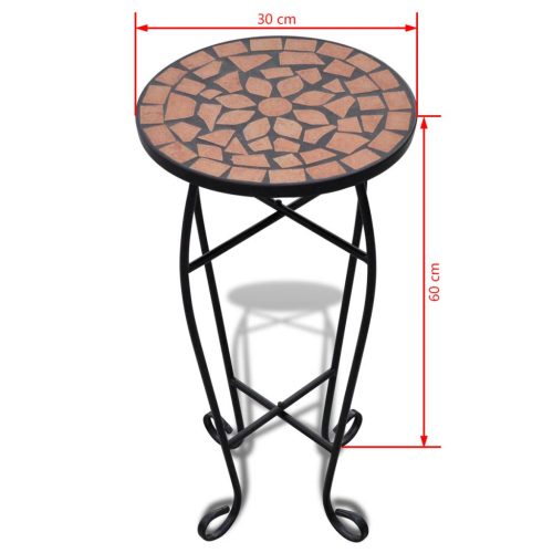 Mosaic Side Table Plant Table – Terracotta, 1