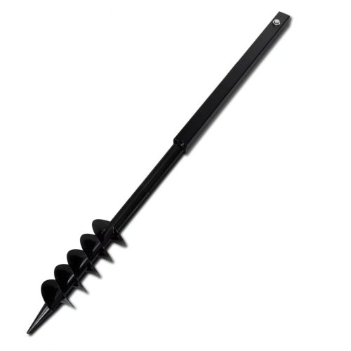 Ground Drill with Handle Auger Bit Double Spirals Steel Black – 80 mm