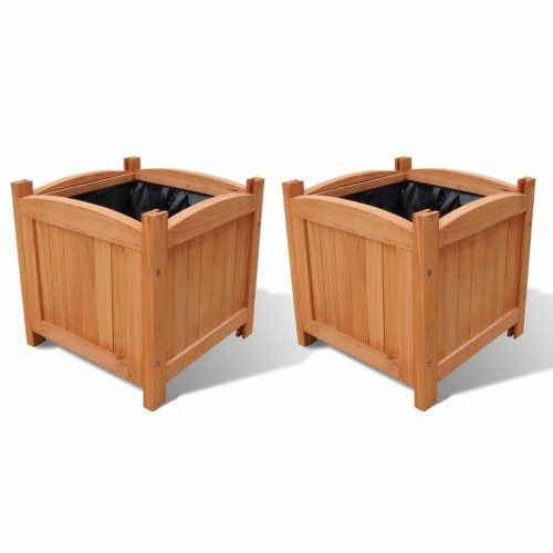 Wooden Raised Bed 30x30x30 cm Set of 2 – Brown