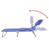 Folding Sun Lounger with Head Cushion Powder-coated Steel – Blue