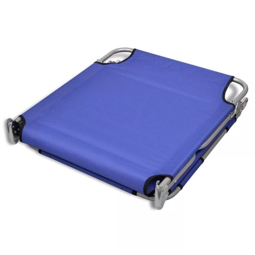 Folding Sun Lounger with Head Cushion Powder-coated Steel – Blue