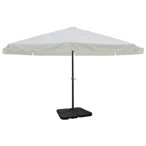 Aluminium Umbrella with Portable Base – White