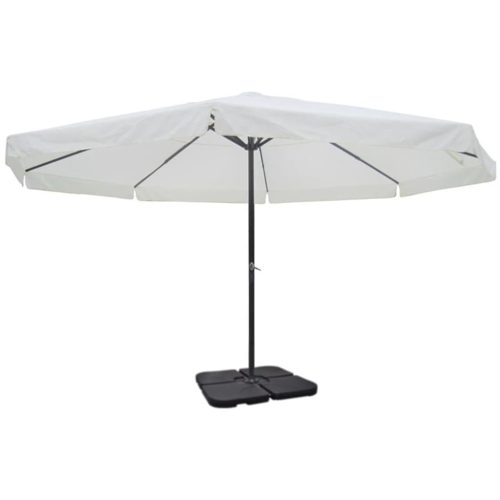 Aluminium Umbrella with Portable Base – White