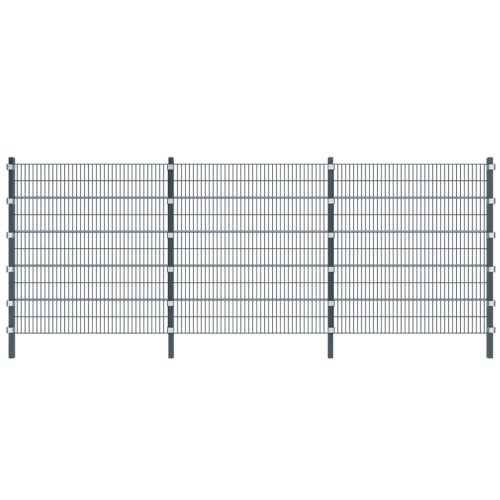 Fence Panel with Posts 6×2 m Anthracite Grey