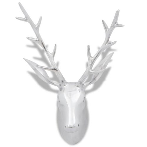 Wall Mounted Aluminium Deer’s Head Decoration Silver 62 cm