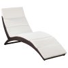 Folding Sun Lounger with Cushion Poly Rattan – Brown