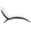 Folding Sun Lounger with Cushion Poly Rattan – Brown