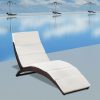 Folding Sun Lounger with Cushion Poly Rattan – Brown