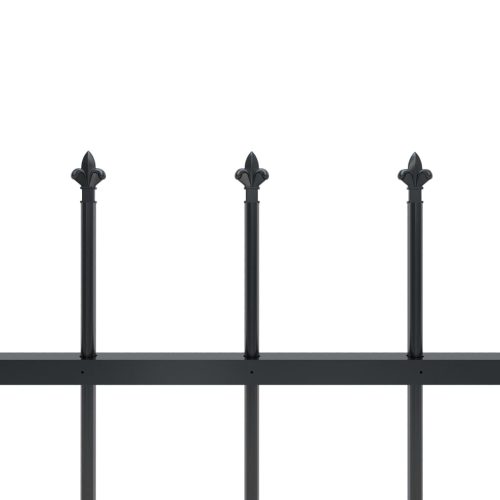 Garden Fence with Spear Top Steel Black – 0.6 m, 1.7 m