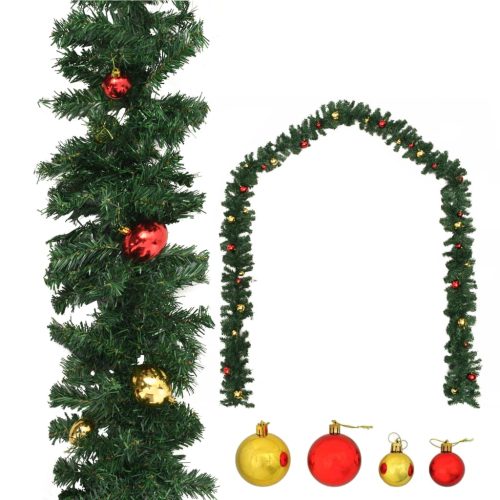 Christmas Garland Decorated with Baubles – 5 M