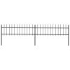 Garden Fence with Spear Top Steel Black – 0.6 m, 3.4 m