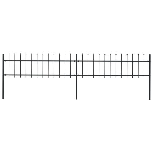 Garden Fence with Spear Top Steel Black – 0.6 m, 3.4 m