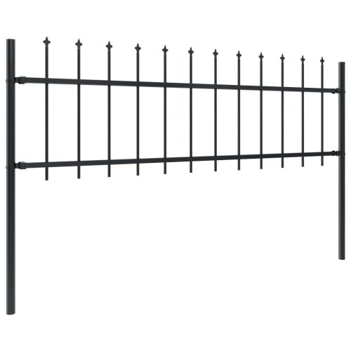 Garden Fence with Spear Top Steel Black – 0.6 m, 3.4 m