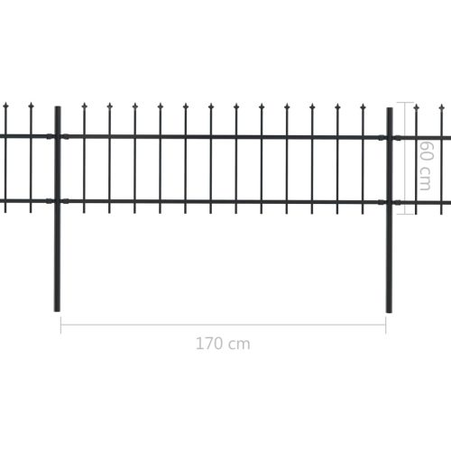 Garden Fence with Spear Top Steel Black – 0.6 m, 3.4 m