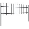 Garden Fence with Spear Top Steel Black – 0.6 m, 10.2 m