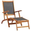 Sun Lounger Solid Acacia Wood and Textilene – Armchair