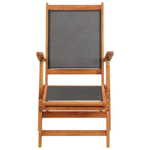 Sun Lounger Solid Acacia Wood and Textilene