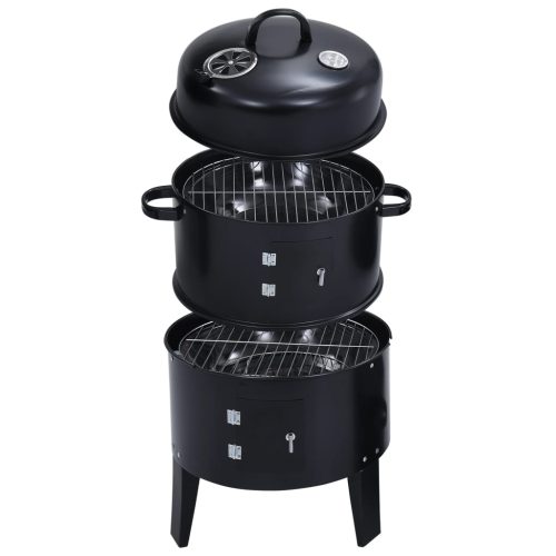3-in-1 Charcoal Smoker BBQ Grill 40×80 cm