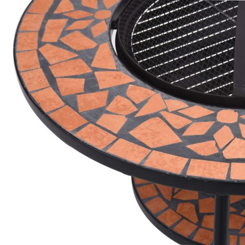 Mosaic Fire Pit Table 68 cm Ceramic – Terracotta