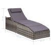 Sunbed with Cushion Poly Rattan – Grey