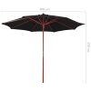 Parasol with Wooden Pole 300×258 cm – Black