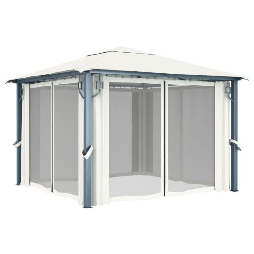Gazebo with Curtain Aluminium – 300×300 cm, Cream