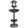 Bird Bath/ Feeder with Solar Light – Bronze