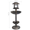 Bird Bath/ Feeder with Solar Light – Bronze