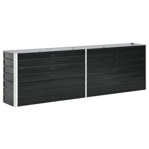 Raised Garden Bed Anthracite Galvanised Steel – 240x40x77 cm