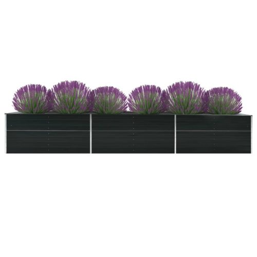 Raised Garden Bed Anthracite Galvanised Steel – 480x80x77 cm