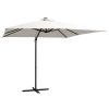 Cantilever Umbrella with LED lights and Steel Pole 250×250 cm – Sand
