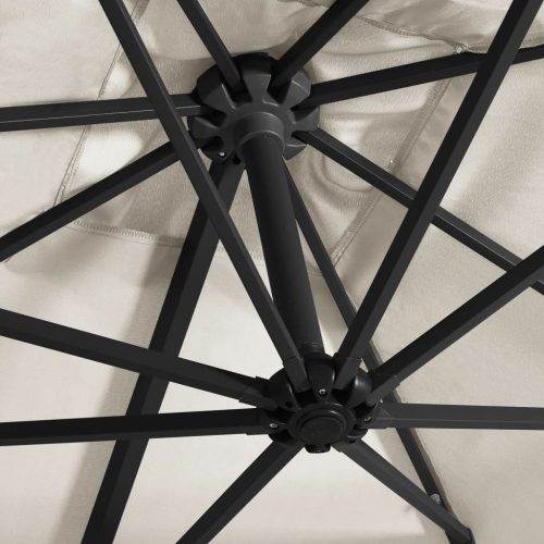 Cantilever Umbrella with LED lights and Steel Pole 250×250 cm – Sand